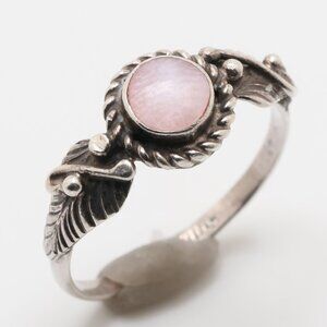 Vintage Sterling Silver MOP Round Pink Ring